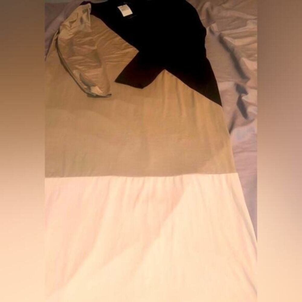 Zanzea Two-Tone Maxi Dress in Black and Cream